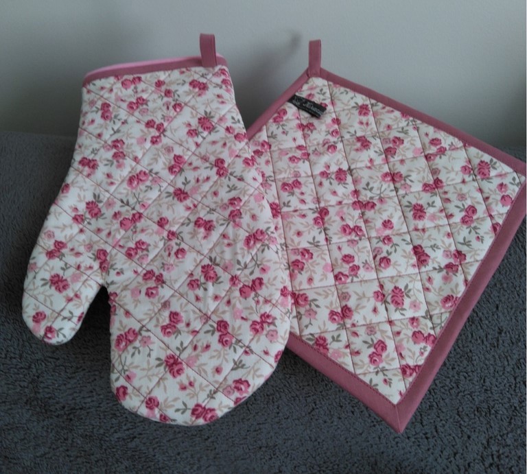 Manique et gants de cuisine Shabby petites roses
