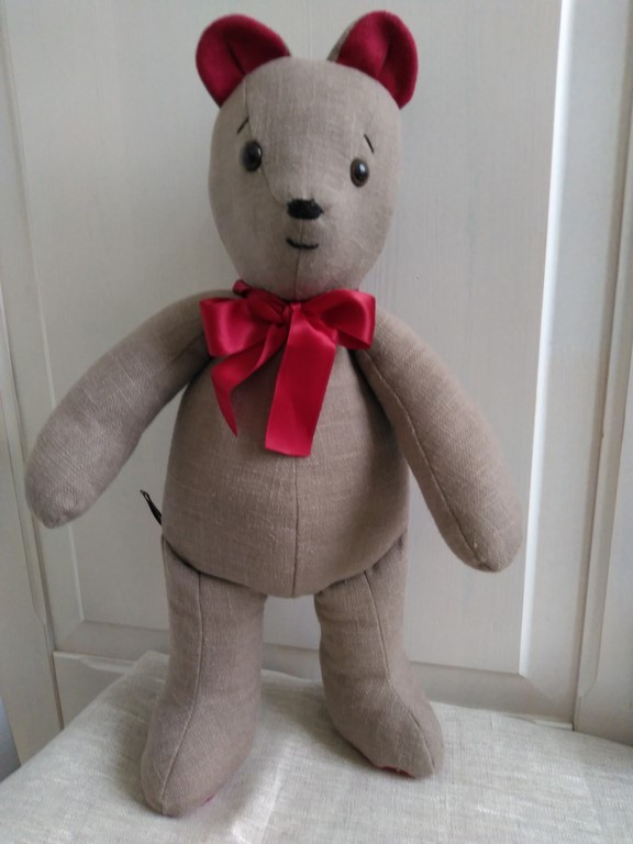 Nounours lin taupe et suédine