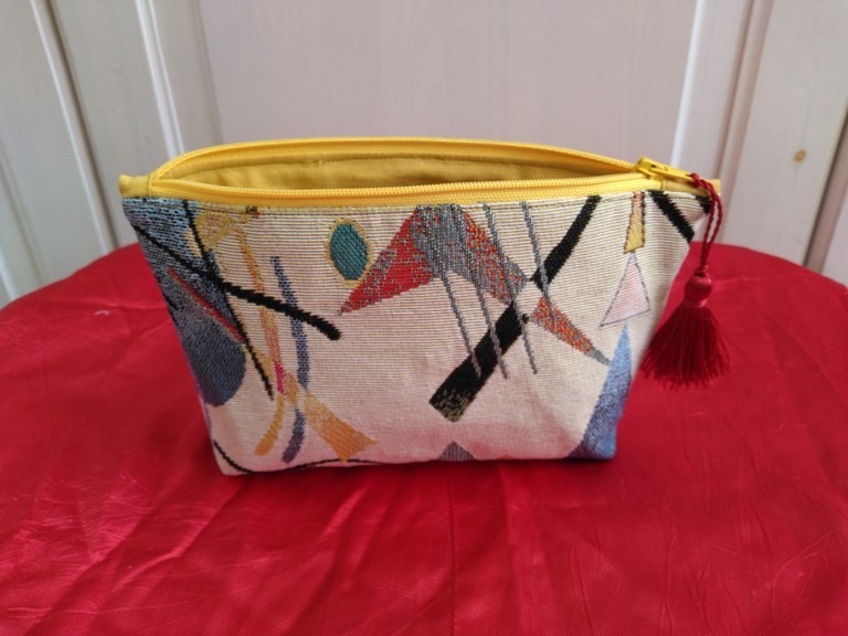 Trousse à maquillage "abstrait" multicolore Jaune