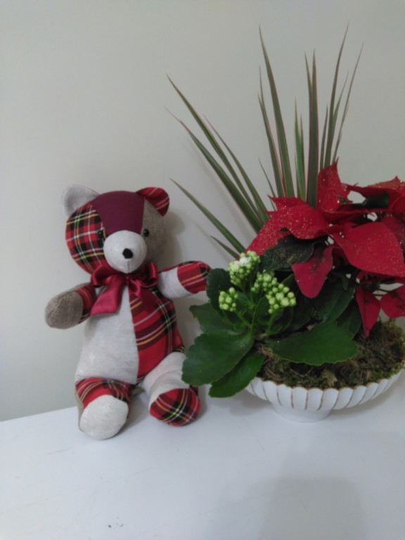 Nounours assis petit modèle rouge écossais