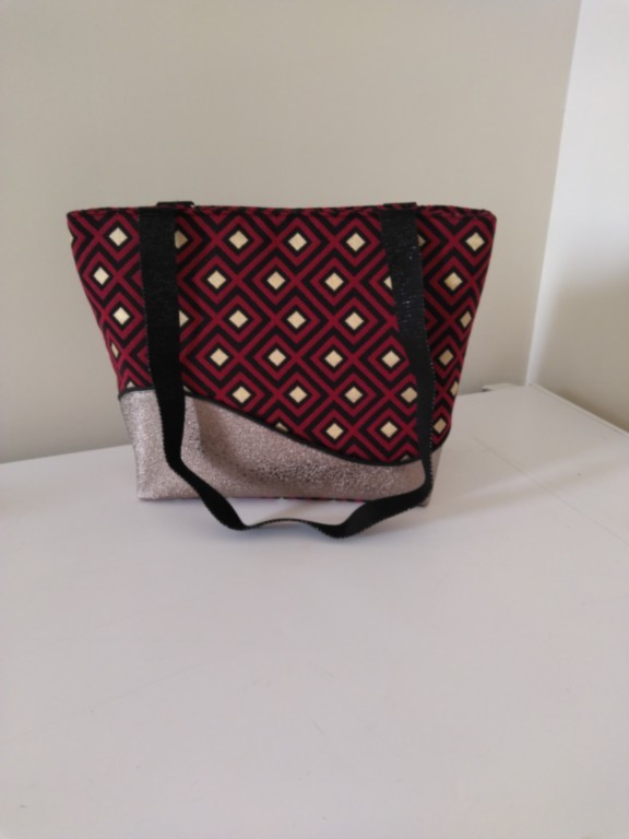 Sac cabas rouge et lurex or