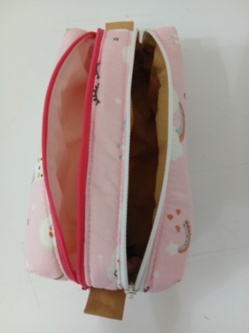 Trousse matelassée licorne double zip