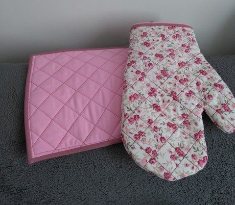 Manique et gants de cuisine Shabby petites roses