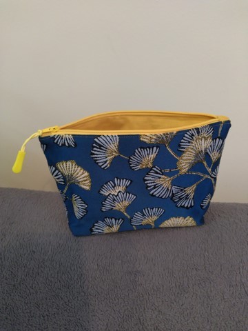 Trousse de toilette Ginko bleue et jaune