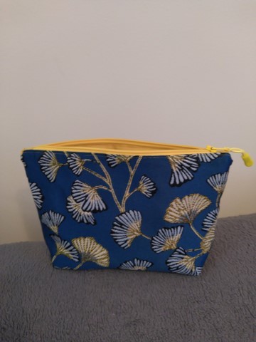 Trousse de toilette Ginko bleue et jaune