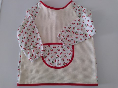 Bavoir tablier cerises rouges 2/5 ans