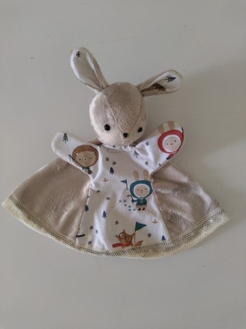Doudou marionnette beige, coton esquimaux