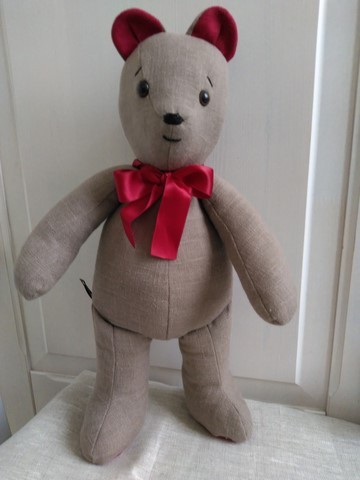 Nounours lin taupe et suédine 