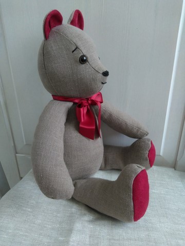 Nounours lin taupe et suédine 