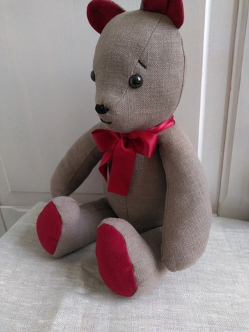 Nounours lin taupe et suédine 