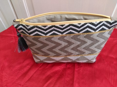 Trousse à maquillage "géométrie taupe"