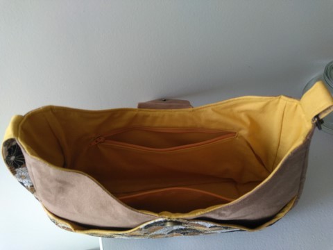 Sac à main fleurs jaunes et taupe