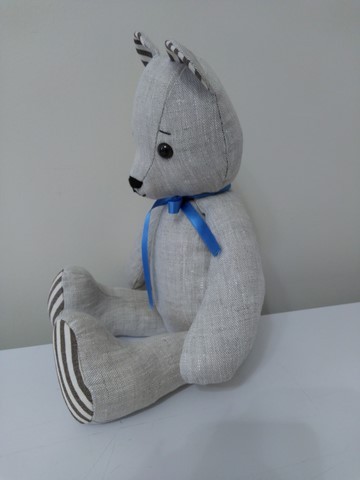 Nounours lin naturel et rayé marron