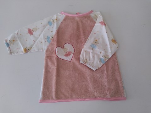 Bavoir tablier rose lapins danseurs 6/18 mois