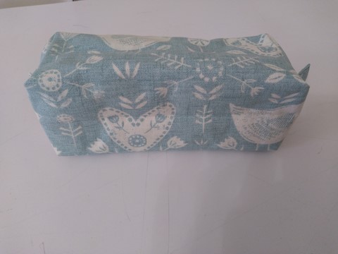 Trousse double zip bleue et blanche