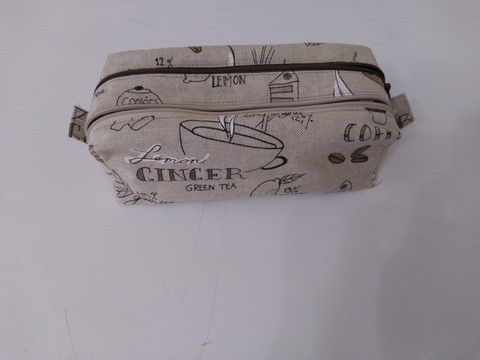 Trousse double zips taupe et brun