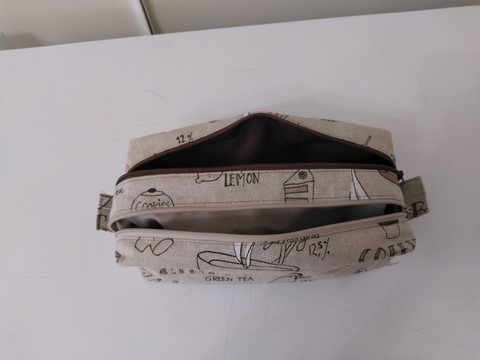 Trousse double zips taupe et brun