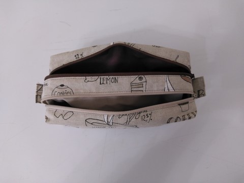 Trousse double zips taupe et brun