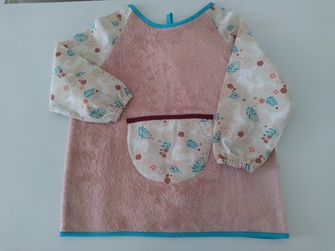 Bavoir tablier rose licornes 2/5 ans