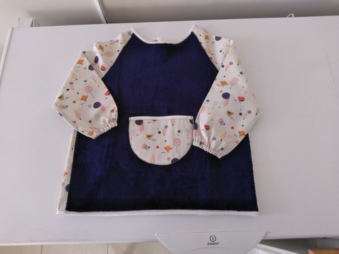 Bavoir tablier bleu imprimé poussins