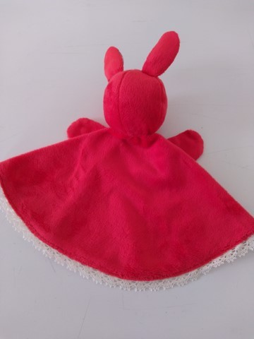 Doudou marionnette rouge et bleu