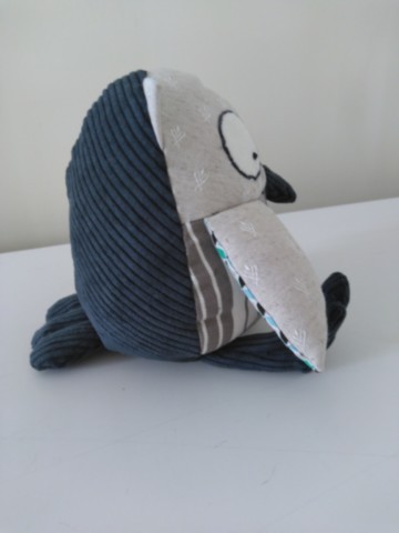 Chouette multi-matières bleu foncé et coutil