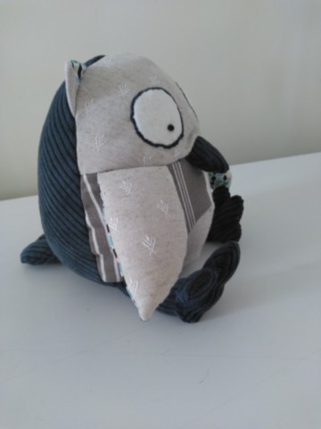 Chouette multi-matières bleu foncé et coutil