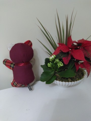 Nounours assis petit modèle rouge écossais