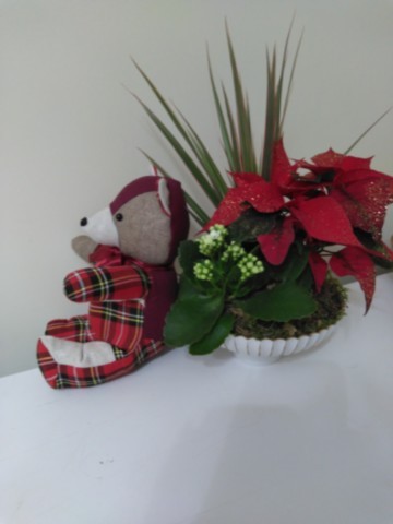 Nounours assis petit modèle rouge écossais