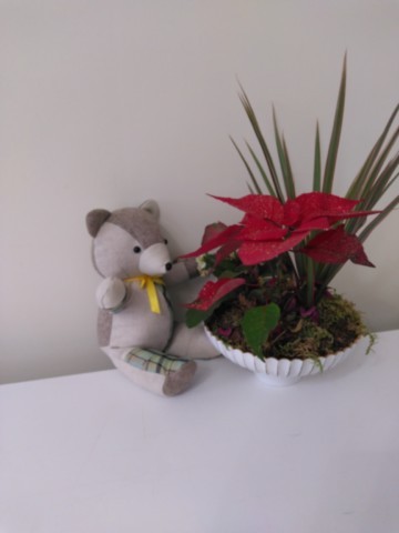 Nounours assis multi-matières Madras vert