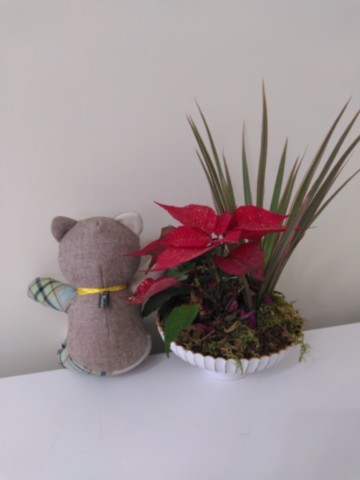 Nounours assis multi-matières Madras vert