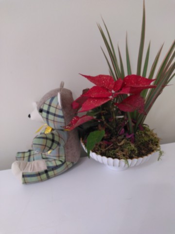 Nounours assis multi-matières Madras vert