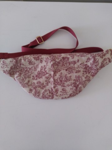 Sac banane toile de jouy rouge