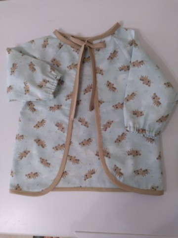 Bavoir tablier camel petits chats 6/18 mois