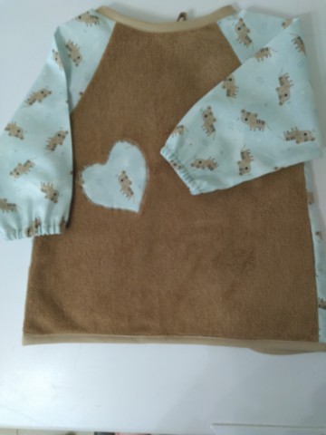 Bavoir tablier camel petits chats 6/18 mois