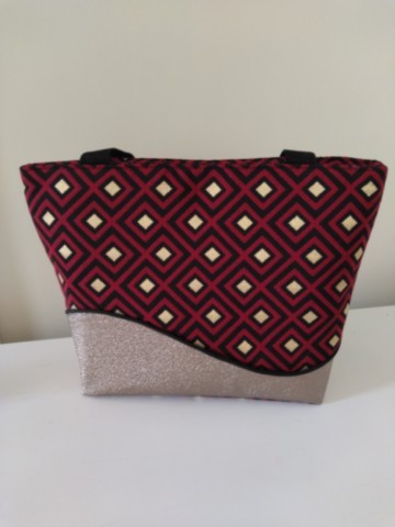 Sac cabas rouge et lurex or