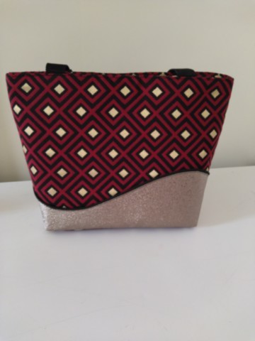 Sac cabas rouge et lurex or