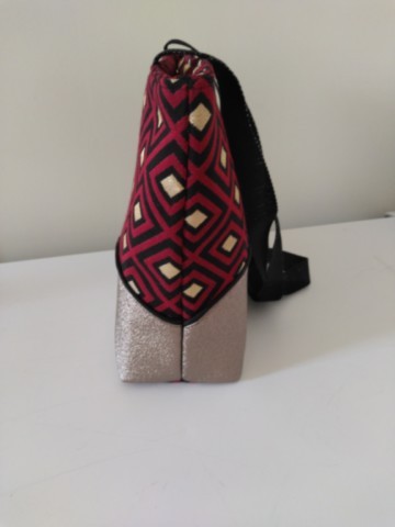 Sac cabas rouge et lurex or