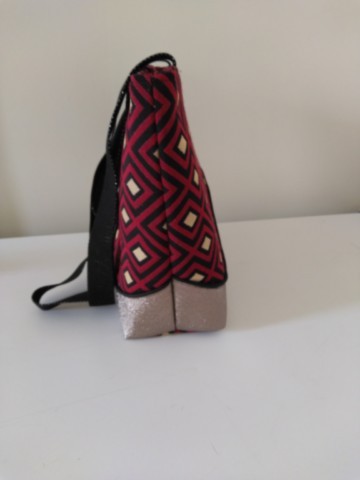 Sac cabas rouge et lurex or